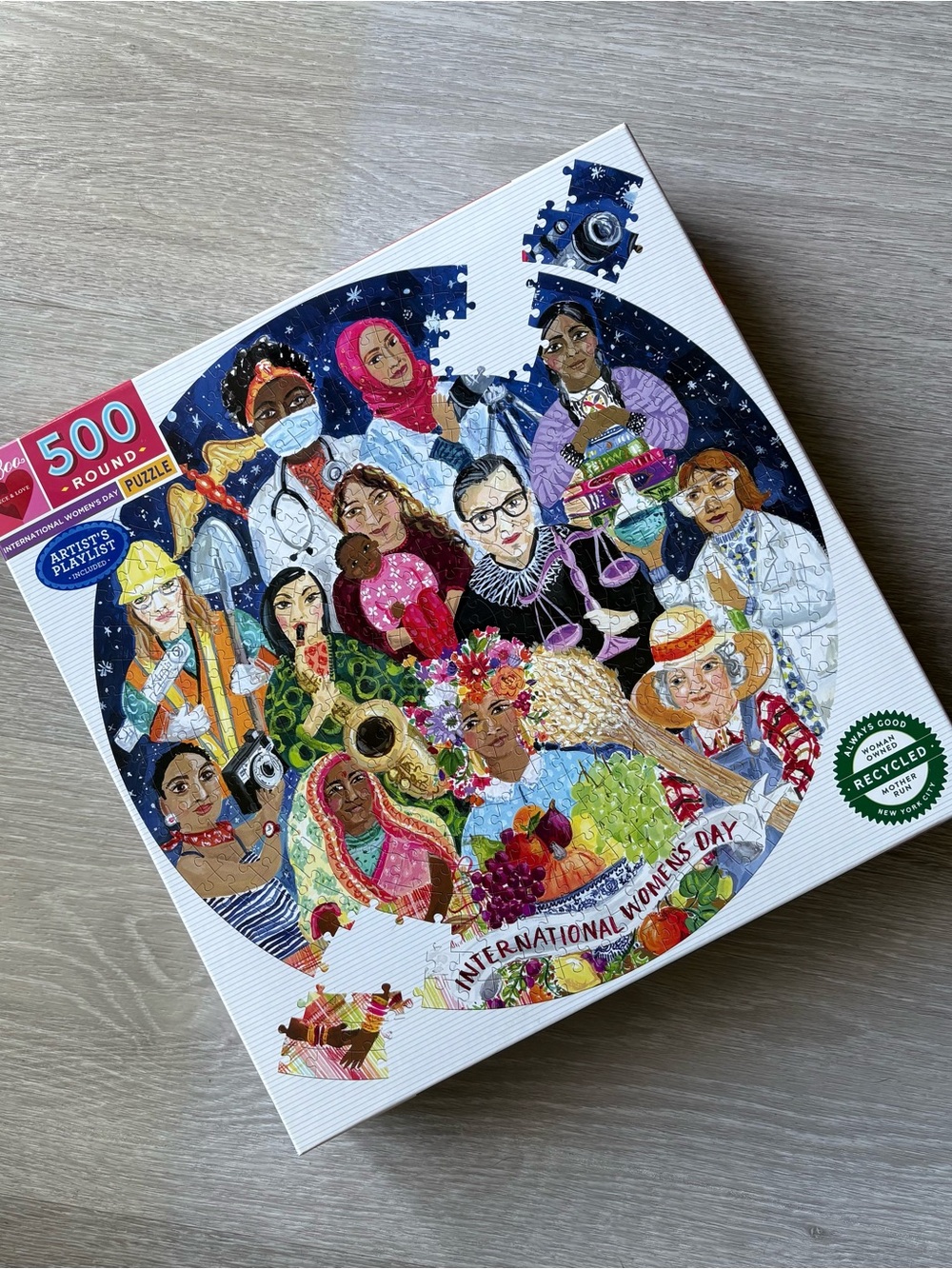 International Women's Day 500-Piece Round Puzzle - Colorful Illustration